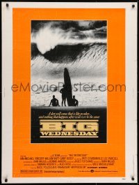 7k028 BIG WEDNESDAY 30x40 1978 John Milius classic surfing movie, silhouette of surfers on beach!