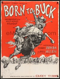 7k031 BORN TO BUCK 30x40 1968 Casey Tibbs presents & directs, cool rodeo artwork by Ed Smyth!