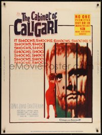 7k035 CABINET OF CALIGARI 30x40 1962 written by Robert Bloch, it shocks the unshockables!