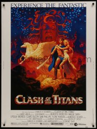 7k037 CLASH OF THE TITANS 30x40 1981 Ray Harryhausen, fantasy art by Greg & Tim Hildebrandt!