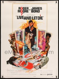 7k079 LIVE & LET DIE West Hemi 30x40 1973 McGinnis art of Moore as Bond & sexy girls on tarot cards