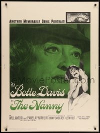 7k088 NANNY 30x40 1965 creepy close up portrait of Bette Davis, Hammer horror!