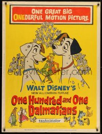 7k095 ONE HUNDRED & ONE DALMATIANS 30x40 1961 most classic Walt Disney canine family cartoon!
