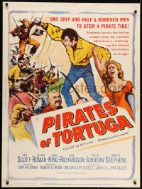 7k098 PIRATES OF TORTUGA 30x40 1961 across the 7 seas, theirs was the name feared above all others!