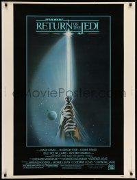 7k106 RETURN OF THE JEDI 30x40 1983 George Lucas, art of hands holding lightsaber by Tim Reamer!