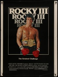 7k108 ROCKY III 30x40 1982 great image of boxer & director Sylvester Stallone w/gloves & belt!