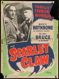 7k110 SCARLET CLAW 30x40 R1948 Basil Rathbone as Sherlock Holmes, Nigel Bruce as Watson!