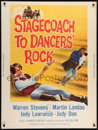 7k124 STAGECOACH TO DANCERS' ROCK 30x40 1962 artwork of cowboys Martin Landau & Warren Stevens!