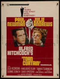 7k132 TORN CURTAIN 30x40 1966 Paul Newman, Julie Andrews, Hitchcock tears you apart w/suspense!