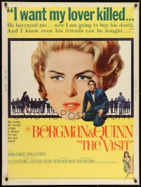 7k141 VISIT style A 30x40 1964 close-ups of Ingrid Bergman & Anthony Quinn!