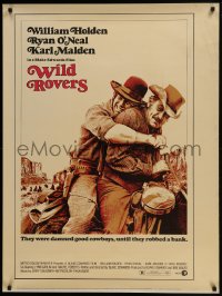 7k146 WILD ROVERS 30x40 1971 great close up of William Holden & Ryan O'Neal on horse, Blake Edwards