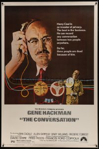 7k264 CONVERSATION 40x60 1974 art of Gene Hackman by Bernard D'Andrea, Francis Ford Coppola directed