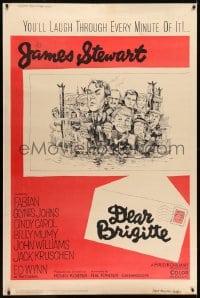 7k275 DEAR BRIGITTE style Z 40x60 1965 Jimmy Stewart, Fabian, Brigitte Bardot, Jack Davis artwork!