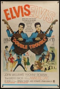 7k282 DOUBLE TROUBLE 40x60 1967 cool mirror image of rockin' Elvis Presley playing guitar!