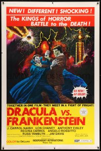 7k285 DRACULA VS. FRANKENSTEIN 40x60 1971 kings of horror battling to the death by Gray Morrow!