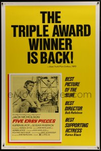 7k296 FIVE EASY PIECES 40x60 R1973 great close up of Jack Nicholson, directed by Bob Rafelson!
