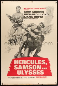 7k317 HERCULES, SAMSON, & ULYSSES 40x60 1965 Ercole Sfida Sansone, the world's three mightiest men!