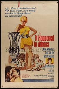 7k328 IT HAPPENED IN ATHENS style Z 40x60 1962 super sexy Jayne Mansfield rivals Helen of Troy, Olympics!