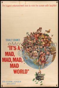 7k330 IT'S A MAD, MAD, MAD, MAD WORLD 40x60 1964 great art of entire cast on Earth by Jack Davis!