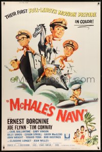 7k347 McHALE'S NAVY 40x60 1964 great artwork of Ernest Borgnine, Tim Conway & cast on ship!