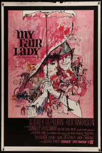 7k357 MY FAIR LADY 40x60 1964 classic art of Audrey Hepburn & Rex Harrison by Peak and Gold!