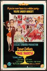 7k368 PARTY style A 40x60 1968 Peter Sellers, Blake Edwards, great different art NOT by Jack Davis!