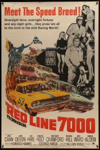 7k381 RED LINE 7000 40x60 1965 Howard Hawks, James Caan, car racing artwork, meet the speed breed!