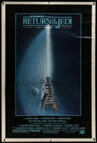 7k382 RETURN OF THE JEDI 40x60 1983 George Lucas classic, art of hands holding lightsaber by Reamer