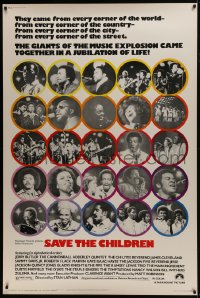 7k388 SAVE THE CHILDREN 40x60 1973 Jackson 5, Roberta Flack, Marvin Gaye, plus other greats!