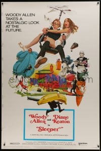 7k390 SLEEPER 40x60 1974 Woody Allen, Diane Keaton, wacky futuristic sci-fi comedy art by McGinnis!