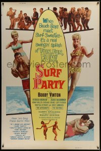 7k398 SURF PARTY 40x60 1964 when Beach Boys meet Surf Sweeties, it's a real swingin' splash of fun!