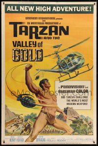 7k401 TARZAN & THE VALLEY OF GOLD 40x60 1966 art of Henry tossing grenades at baddies by Reynold Brown!