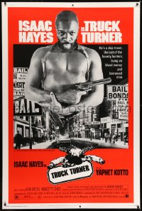 7k413 TRUCK TURNER 40x60 1974 AIP, cool image of bounty hunter Isaac Hayes with gun!