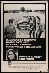7k416 TWO-LANE BLACKTOP 40x60 1971 James Taylor is the driver, Warren Oates is GTO, Laurie Bird!