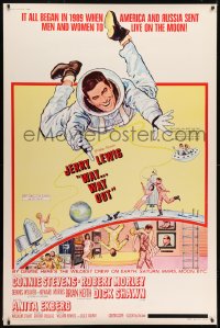 7k421 WAY WAY OUT 40x60 1966 art of astronaut Jerry Lewis sent to live on the moon in 1989!