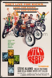 7k424 WILD REBELS 40x60 1967 savage bad bikers who live, love, & kill for kicks!