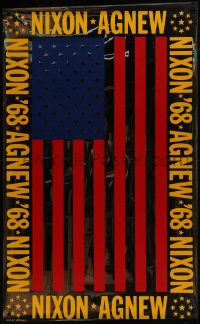 7k180 RICHARD NIXON/SPIRO AGNEW foil 32x52 commercial poster 1980s cool American Flag design!