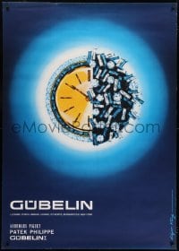 7k209 GUBELIN 36x51 Swiss advertising poster 1963 Edgar Kung image of bejeweled watch!