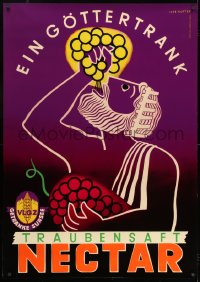 7k221 TRAUBENSAFT NECTAR 36x51 Swiss advertising poster 1955 Rotter art of god squeezing grapes!