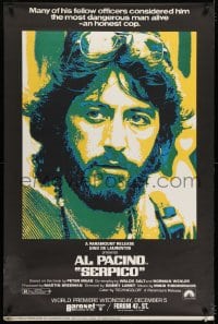 7k009 SERPICO half subway 1974 great image of undercover cop Al Pacino, Sidney Lumet crime classic!