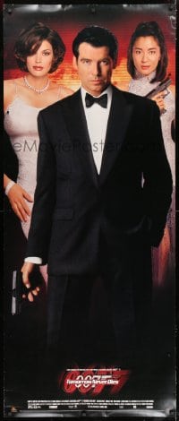 7k171 TOMORROW NEVER DIES 30x72 video poster 1997 Pierce Brosnan as Bond, Yeoh, sexy Teri Hatcher!