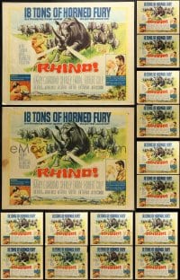 7m312 LOT OF 16 UNFOLDED RHINO HALF-SHEETS 1964 they're hunting 18 tons of horned fury!