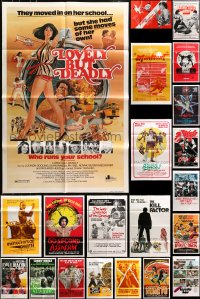 7m078 LOT OF 54 FOLDED KUNG FU ONE-SHEETS 1960s-1980s great images from martial arts movies!