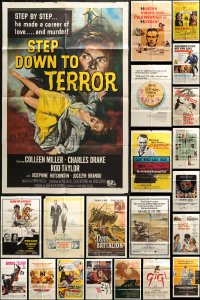 7m075 LOT OF 57 FOLDED ONE-SHEETS 1950s-1980s great images from a variety of different movies!