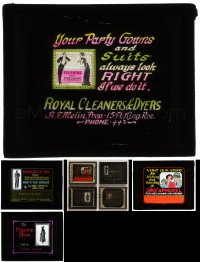 7m003 LOT OF 4 CLOTHING GLASS SLIDES 1920s-1930s cool advertisements for local businesses!