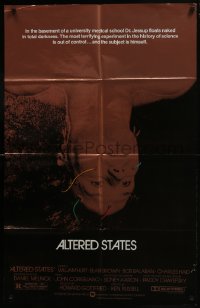 7p015 ALTERED STATES foil 25x39 1sh 1980 William Hurt, Paddy Chayefsky, Ken Russell, sci-fi!