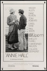 7p024 ANNIE HALL 1sh 1977 full-length Woody Allen & Diane Keaton in a nervous romance!