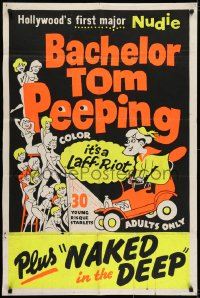 7p031 BACHELOR TOM PEEPING 1sh 1964 Brad Dorian, Bachelor Tom, major nudie + Naked in the Deep!