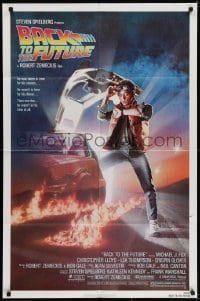 7p032 BACK TO THE FUTURE NSS style 1sh 1985 art of Michael J. Fox & Delorean by Drew Struzan!