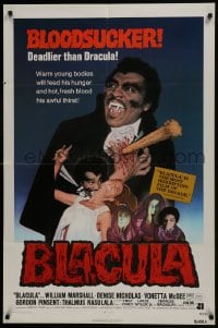 7p046 BLACULA 1sh 1972 black vampire William Marshall is deadlier than Dracula, great image!